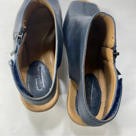 Earth Kristy Admiral Blue Leather Heel Zipper Velcro Sandals 7.5 B - Picture 11 of 16